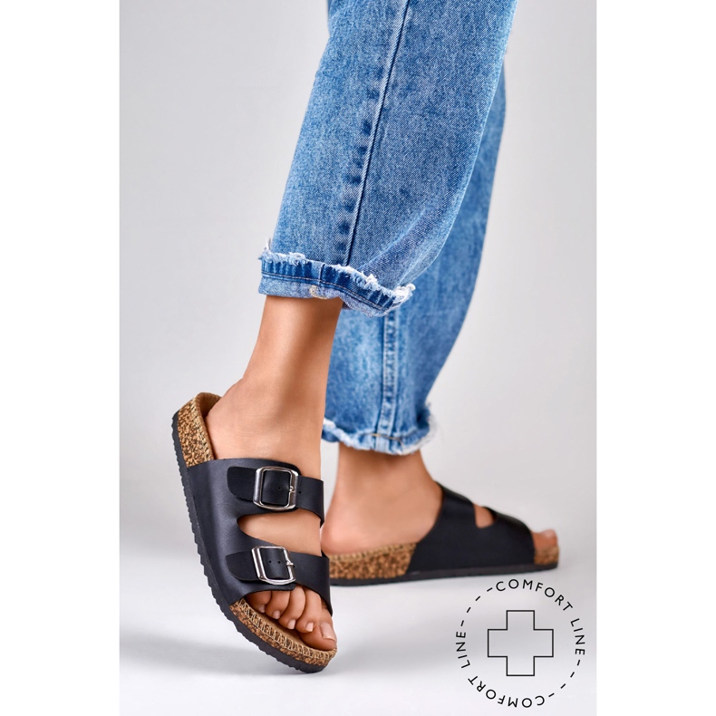 Chinelos femininos confortáveis ​​pretos 1