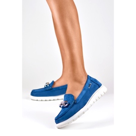 Mocassins de mulher azul marinho com plataforma baixa 2