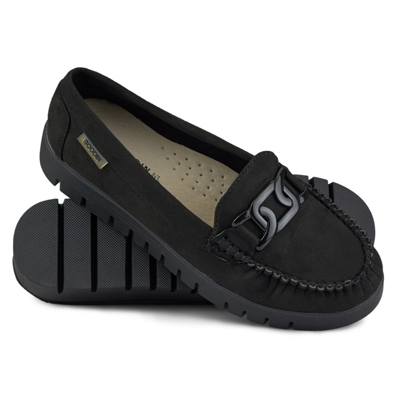 Mocassins pretos de senhora com sola confortável 1