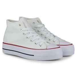 Sapatilhas brancas de mulher acima do tornozelo branco 1