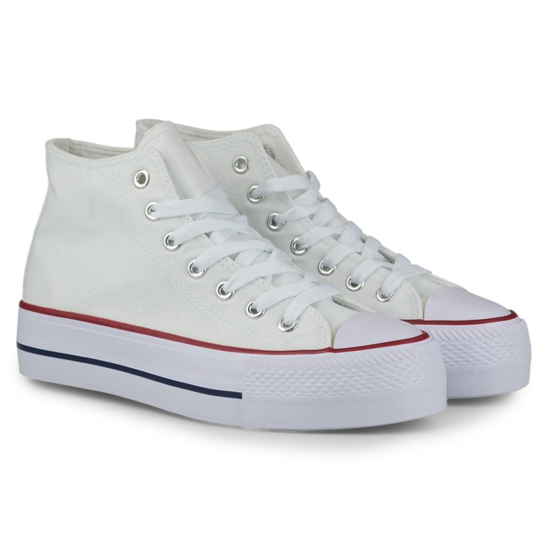 Sapatilhas brancas de mulher acima do tornozelo branco 1