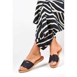 Denly pantufas planas clássicas para mulher preto 1