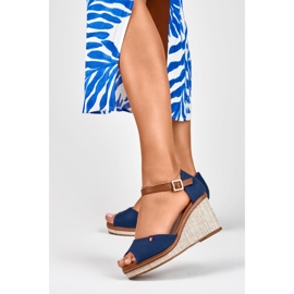 Sandálias de cunha de mulher azul marinho, Tomm 2