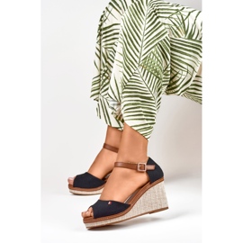 Sandálias de cunha de mulher pretas Tomm preto 1