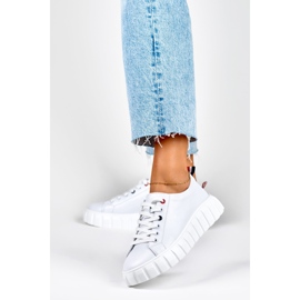 Sapatos desportivos de pele branca de mulher branco 2