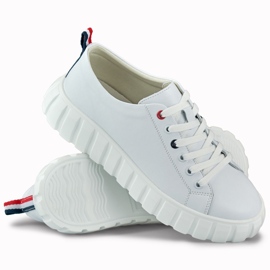 Sapatos desportivos de pele branca de mulher branco 1