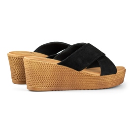 Chinelos de cunha pretos de mulher 1