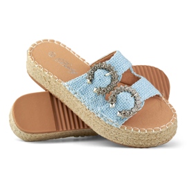 Alpargatas de mulher com fivelas decorativas azul 1 Alpargatas de mulher com fivelas decorativas azul 1