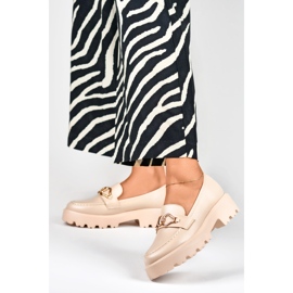 Mocassins de mulher bege em pele ecológica 2