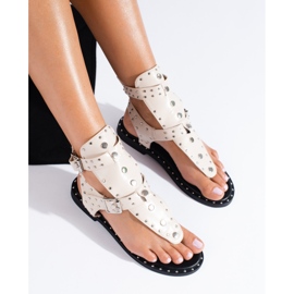 Chinelos gladiador bege com jatos da Shelovet 1