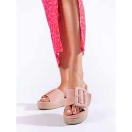 Chinelos de alpercata de camurça Shelovet rosa 1