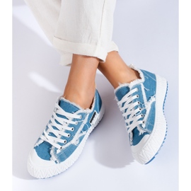 Tênis feminino na plataforma Denim Shelovet azul 1