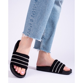 Sandálias de mulher pretas com zircónias Shelovet preto 1