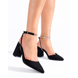 Sapato de salto de camurça preto, Shelovet 1