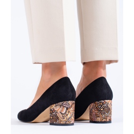 SHELOVET Sapato de salto baixo de camurça preto, Sheovet 2