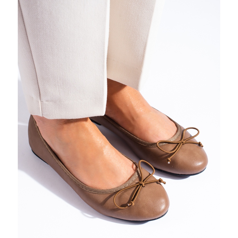 Bailarinas castanhas de mulher com laço Shelovet castanho 2