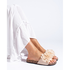 Sandálias de cortiça bege Shelovet com flores 1