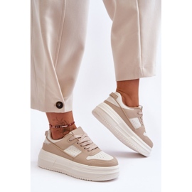 FJ1 Sapatos esportivos femininos em plataforma maciça bege Belisso 1