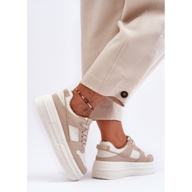 FJ1 Sapatos esportivos femininos em plataforma maciça bege Belisso 2