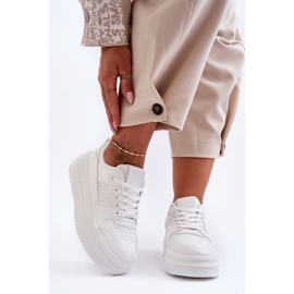 FJ1 Sapatos esportivos femininos de couro em plataforma maciça branco Belisso 1