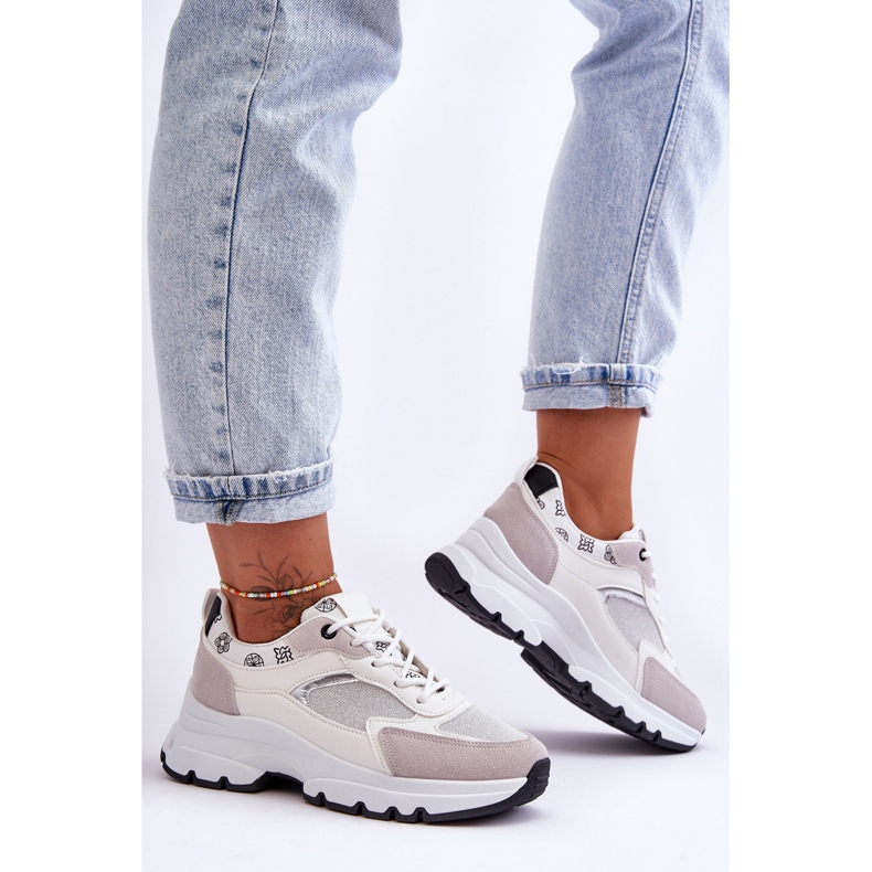 PM1 Tênis esportivo com cadarço na plataforma branca Escape branco 2