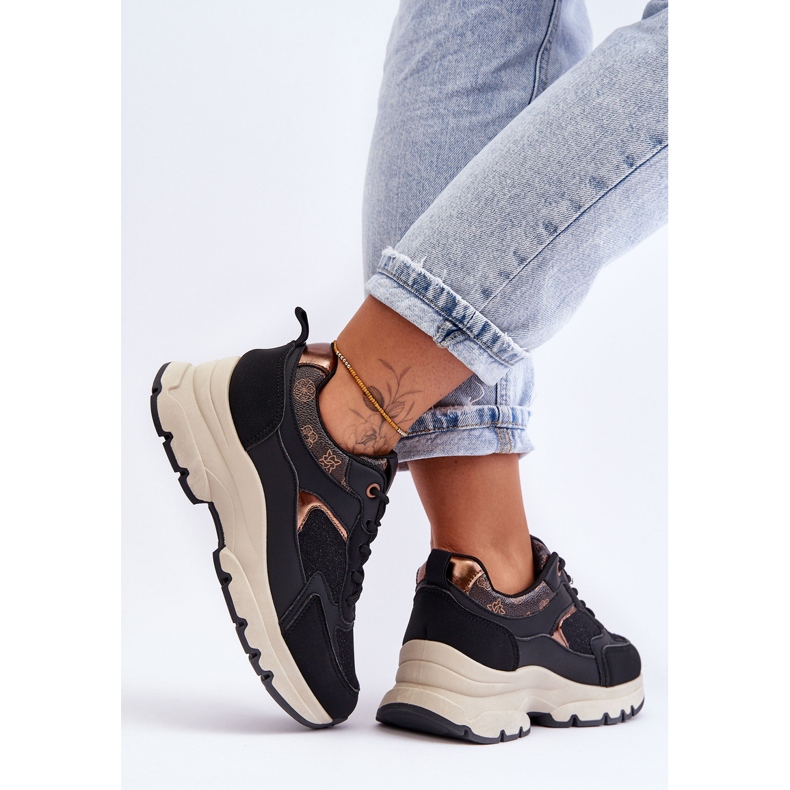 PM1 Sapatos esportivos plataforma preto Escape com cadarço 2