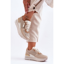 FJ1 Calçados esportivos femininos com zíper decorativo bege Cairo 2