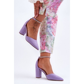 Sapatos de camurça com diamante roxo de zircônia cúbica tolet 2