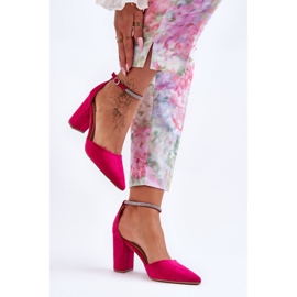 Sapatos de camurça com zircônia fúcsia diamante rosa 1