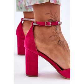 Sapatos de camurça com zircônia fúcsia diamante rosa 2