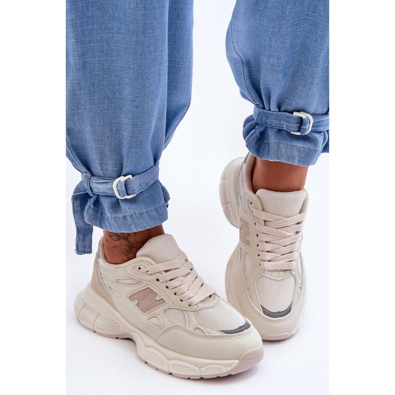 FG2 Sapatos esportivos de malha femininos da moda bege Venice 1