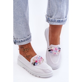 PM1 Tênis feminino sem cadarço com enfeite branco Taylor 1