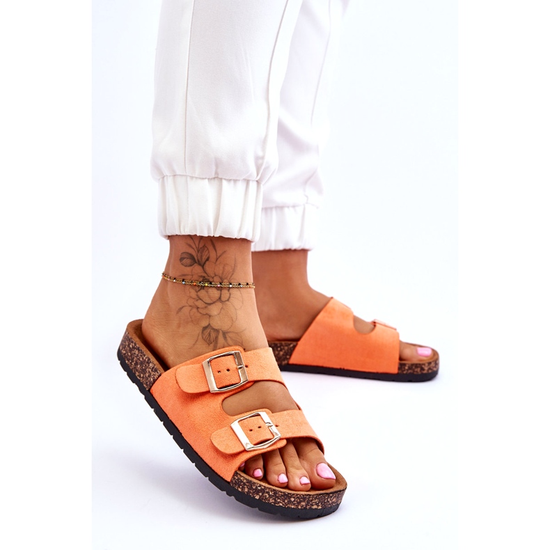 Chinelos femininos slip-on com sola de cortiça, laranja 3 Chinelos femininos slip-on com sola de cortiça, laranja 3