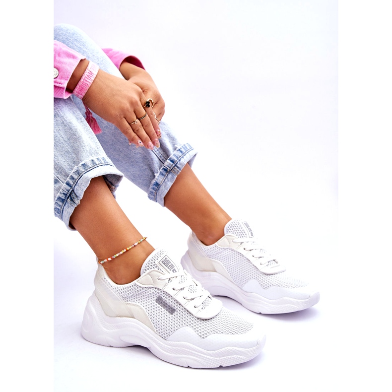 Tênis esportivo feminino de tecido com sistema de espuma viscoelástica Big Star LL274A064 branco 8