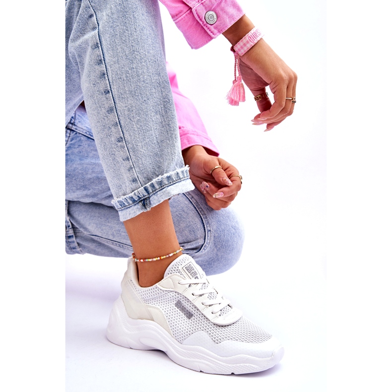 Tênis esportivo feminino de tecido com sistema de espuma viscoelástica Big Star LL274A064 branco 6