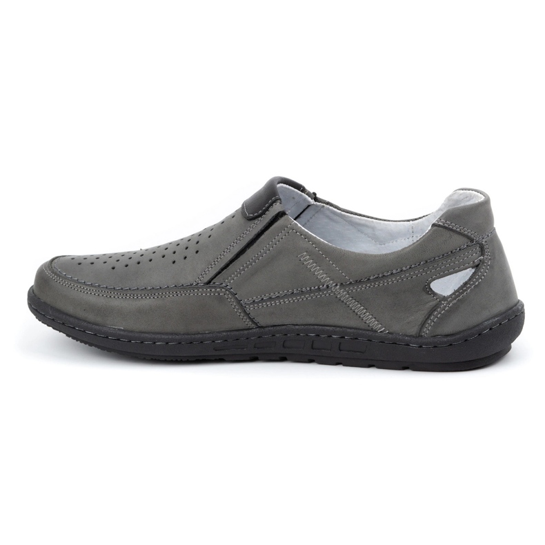 Olivier Mocassins masculinos de couro cinza para o verão 602 1