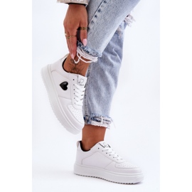 FJ1 Tênis esportivo clássico com coração preto e branco Amore 2