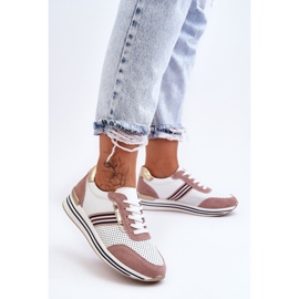 Sapatos esportivos de couro S.Barski AL21575 branco e rosa 1