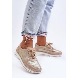 Sapatos esportivos de couro com perfuração S.Barski AL22246 dourado 1