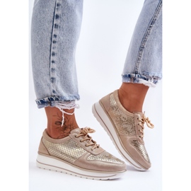 Sapatos esportivos de couro com perfuração S.Barski AL22246 dourado 2