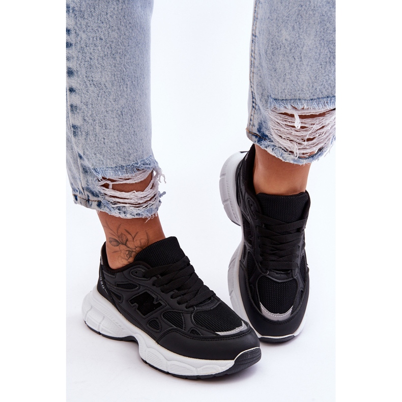 FG2 Sapatos esportivos femininos da moda com malha preta Venice preto 2