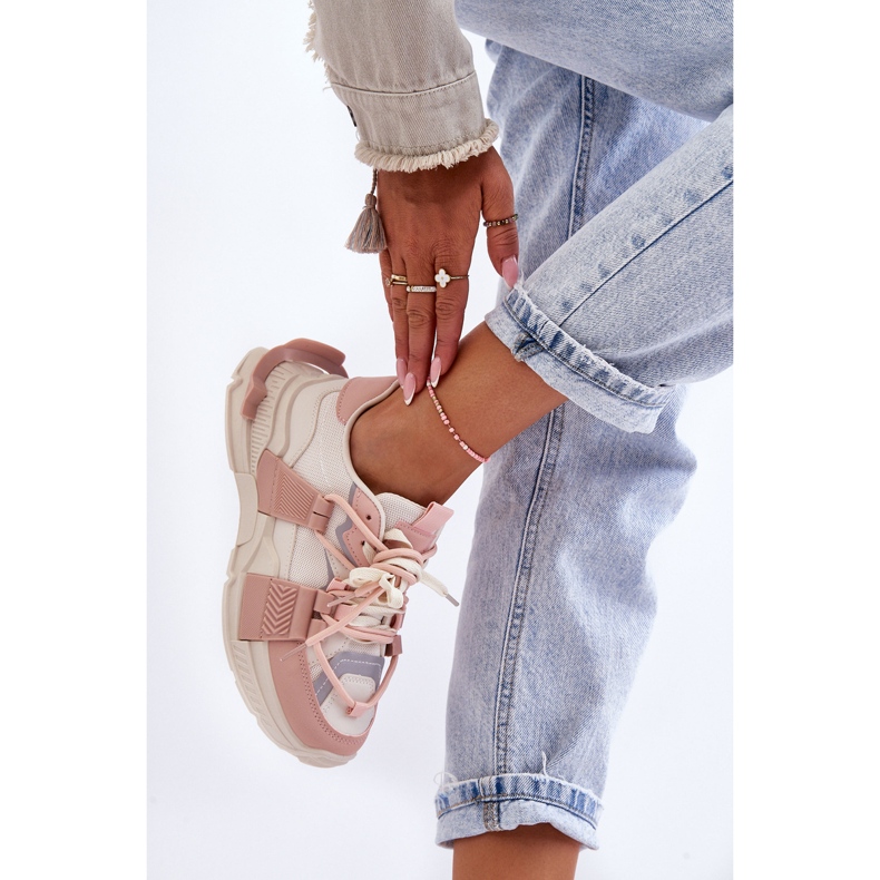 PS1 Sapatos esportivos da moda femininos com cadarço Bege-Rosa Chillout! 2