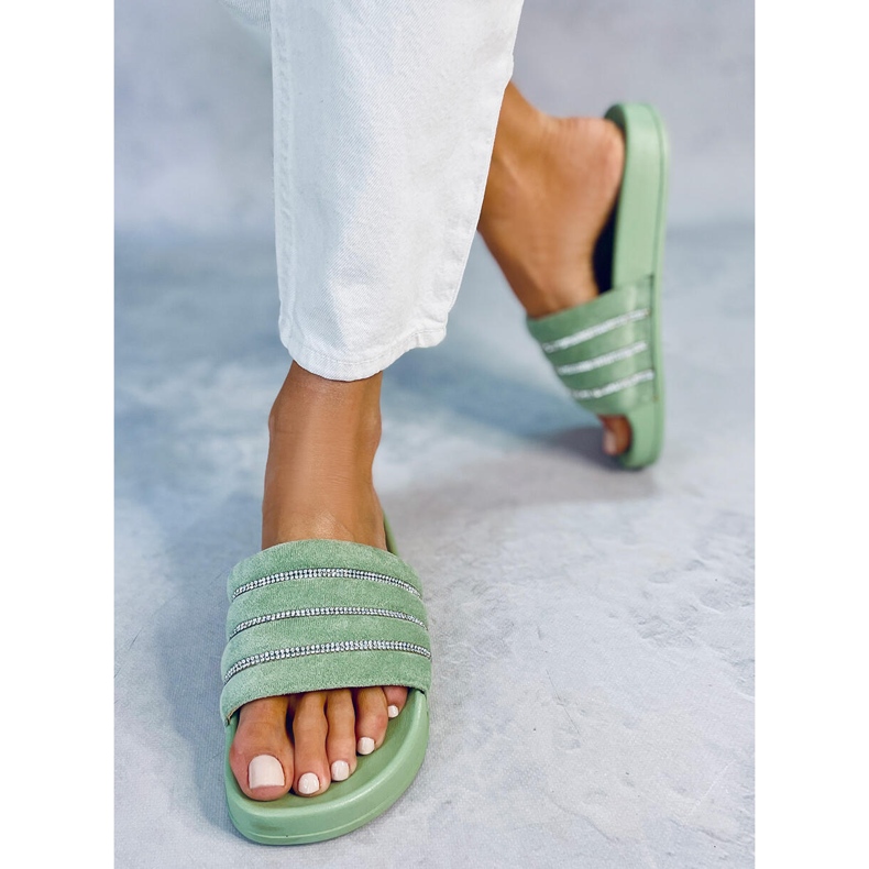 Slides de strass Lynne Green verde 1