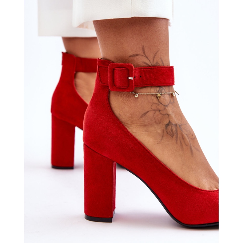 Sapatos elegantes de camurça Red Gloria vermelho 2