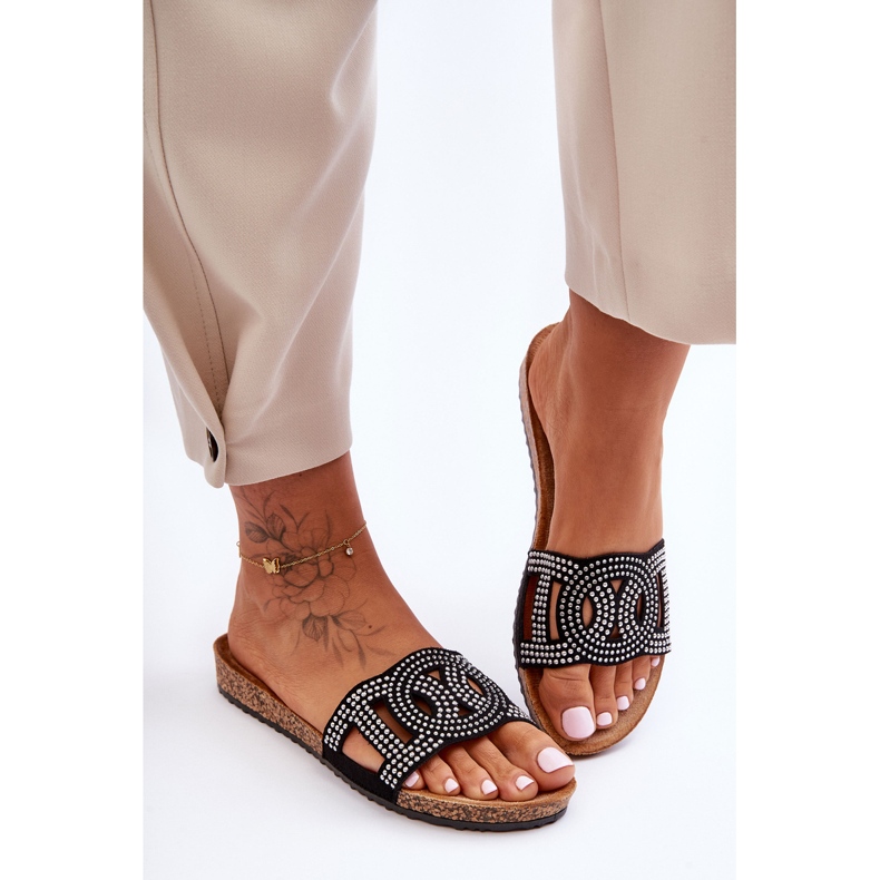 Chinelos femininos tachas pretos Evelins 2