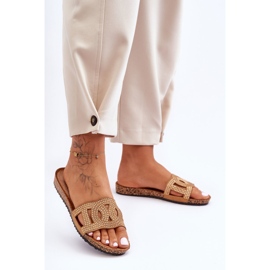 Chinelos Femininos com Tachas Marrom Evelins 2