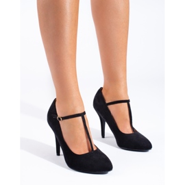 Sapato de salto de camurça preto, Shelovet 1