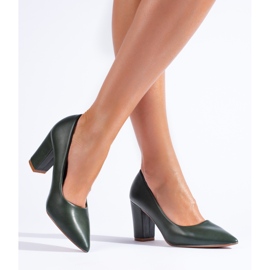 Sapatos de salto alto verde escuro da Shelovet 1