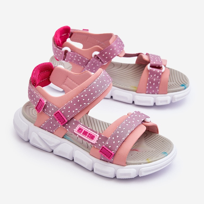 Sandália infantil com velcro Big Star LL374202 rosa 1