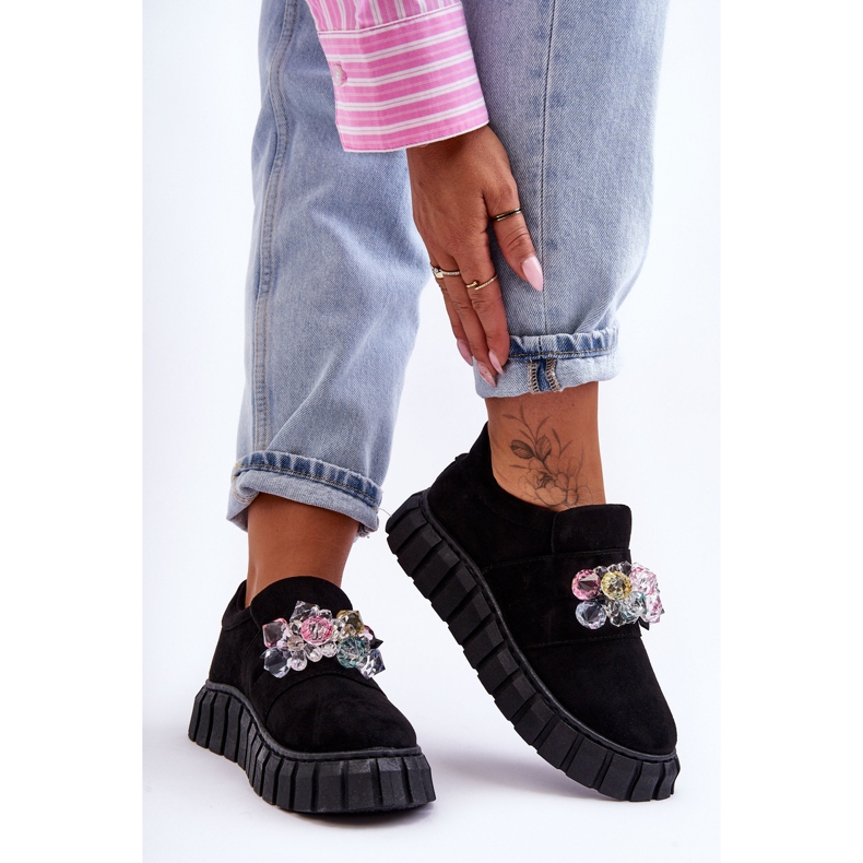 PS1 Sapatos esportivos da moda sem cadarço com decoração preta Desire preto 1